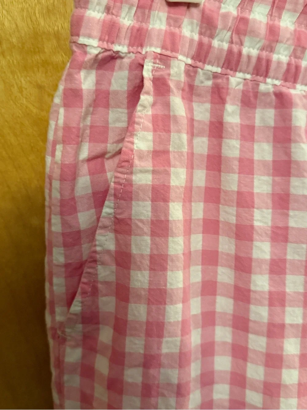 GAP 100% Cotton Pink and White Gingham Pajama Bottoms size medium